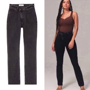 Abercrombie 90's‎ Slim Straight Ultra High Rise Jeans Black Size 29 cross cross